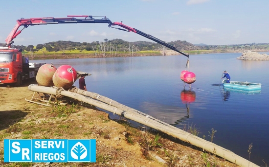 Colocación de bombas en el río Guadiana (Olivenza)